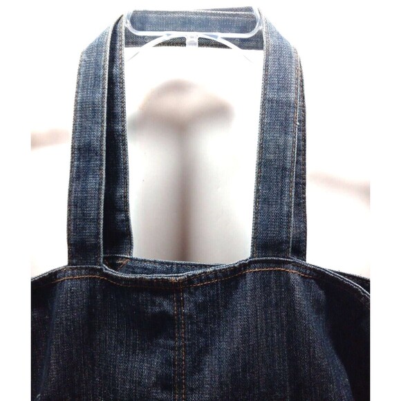 Denim Tote Large Outer Pocket Stitch Rivet Detailing 17" Tall x 15" Wide - Picture 6 of 7